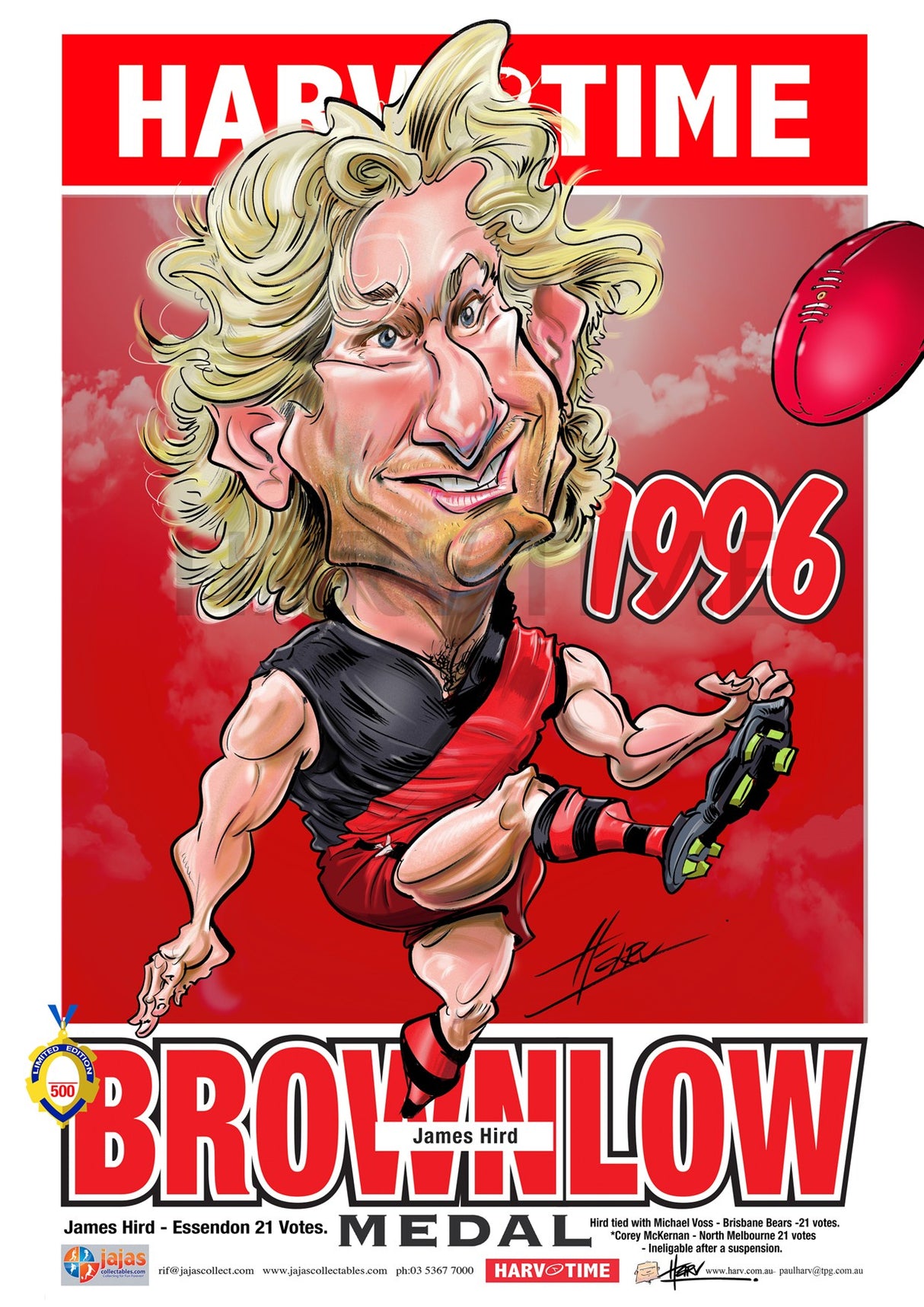 James Hird, 1996 Brownlow, Harv Time Poster