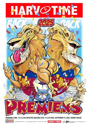 Brisbane Lions, 2025 Premiership Poster, Harv Time