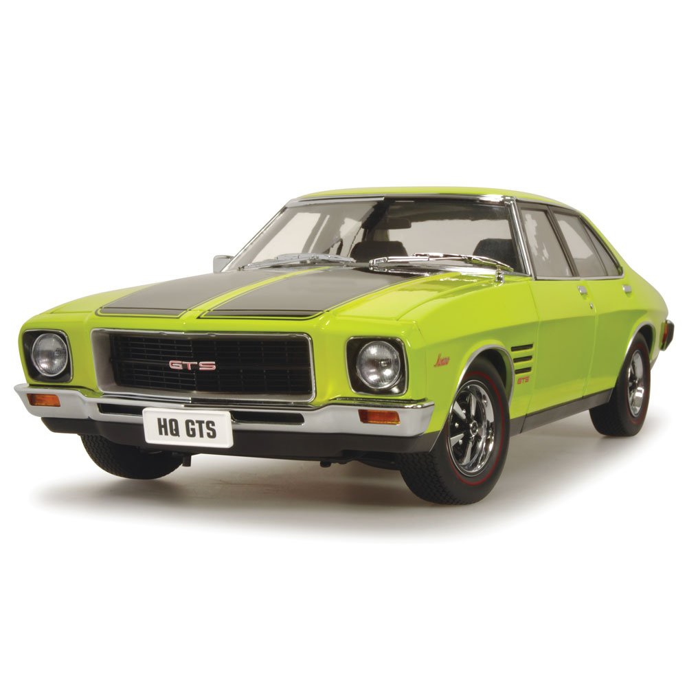 Classic Carlectables Holden HQ Monaro GTS Sedan Barbados Green with Black Stripes (350ci Engine), 1:18 Scale Diecast Model Car