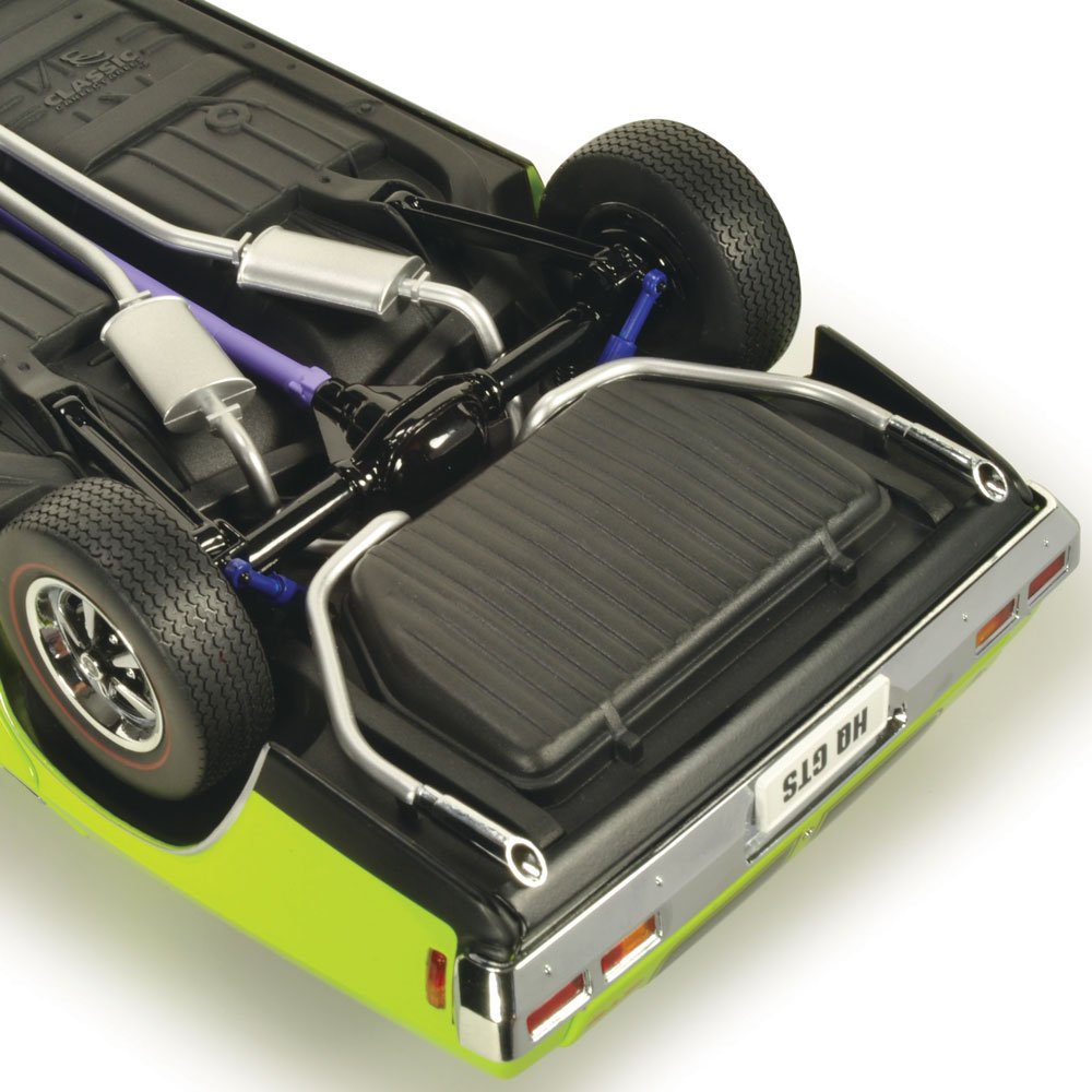 Classic Carlectables Holden HQ Monaro GTS Sedan Barbados Green with Black Stripes (350ci Engine), 1:18 Scale Diecast Model Car