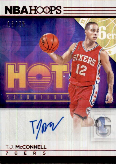 T.J. McConnell, Hot Signatures Red, 2016-17 Panini Hoops Basketball NBA