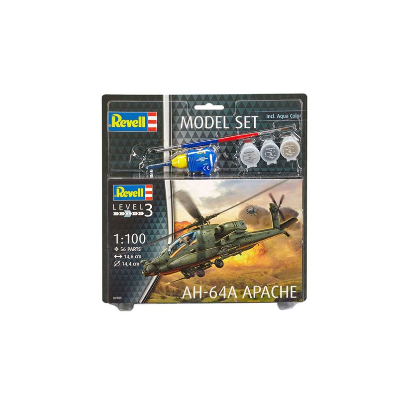 REVELL MODEL SET AH-64A APACHE, 1:100 Scale Model Kit