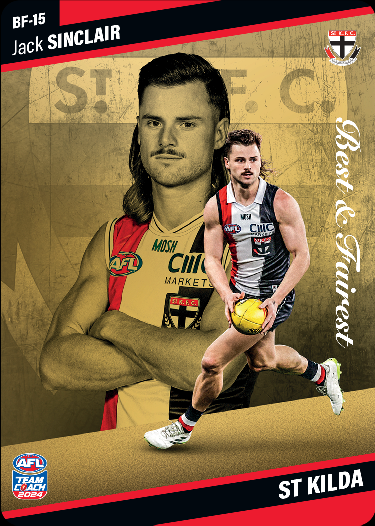 Jack Sinclair, BF-15, GOLD Best & Fairest, 2024 Teamcoach AFL