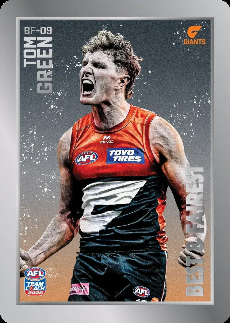 2026 Teamcoach AFL Silver Best & Fairest Cards - Cards BF-01 to BF-18 - Pick Your Card