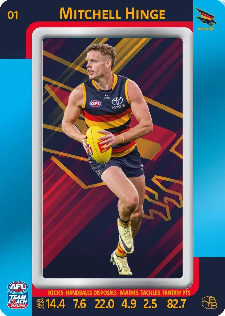 Mitchell Hinge, #01, Blue Parallel, 2025 Teamcoach AFL