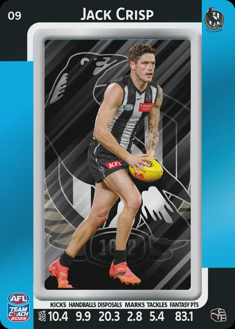 Jack Crisp, #09, Blue Parallel, 2025 Teamcoach AFL