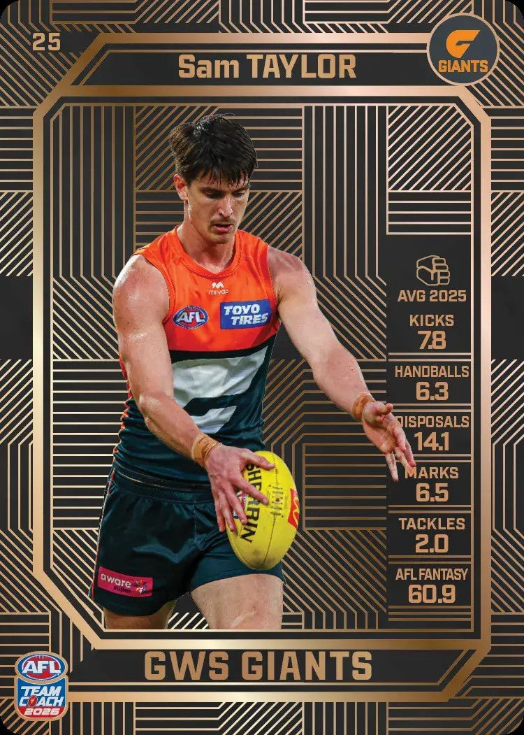 Sam Taylor, #25, Bronze, 2026 Teamcoach AFL