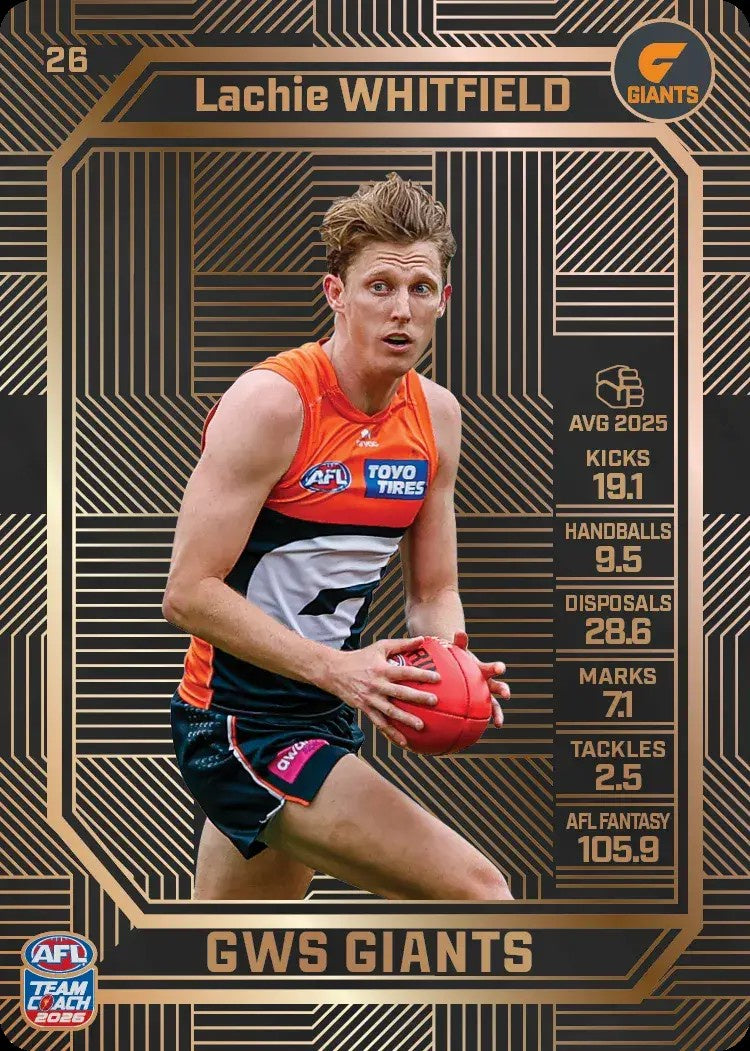 Lachie Whitfield, #26, Bronze, 2026 Teamcoach AFL