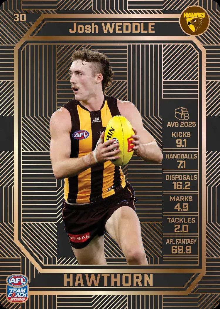 Josh Weddle, #30, Bronze, 2026 Teamcoach AFL