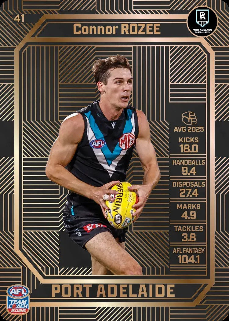Connor Rozee, #41, Bronze, 2026 Teamcoach AFL