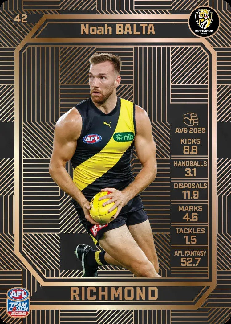 Noah Balta, #42, Bronze, 2026 Teamcoach AFL
