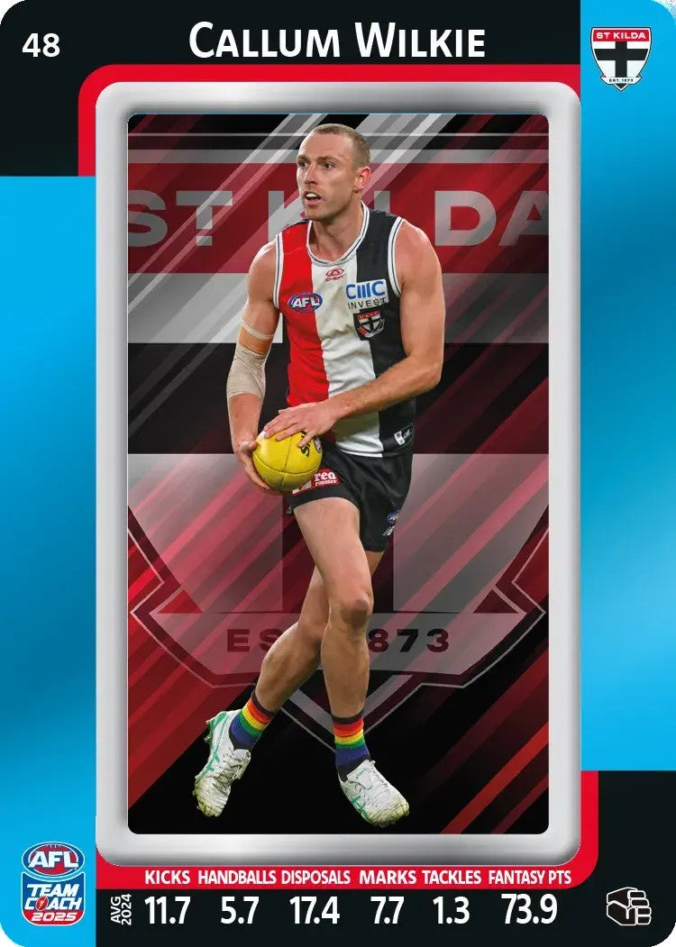 Callum Wilkie, #48, Blue Parallel, 2025 Teamcoach AFL