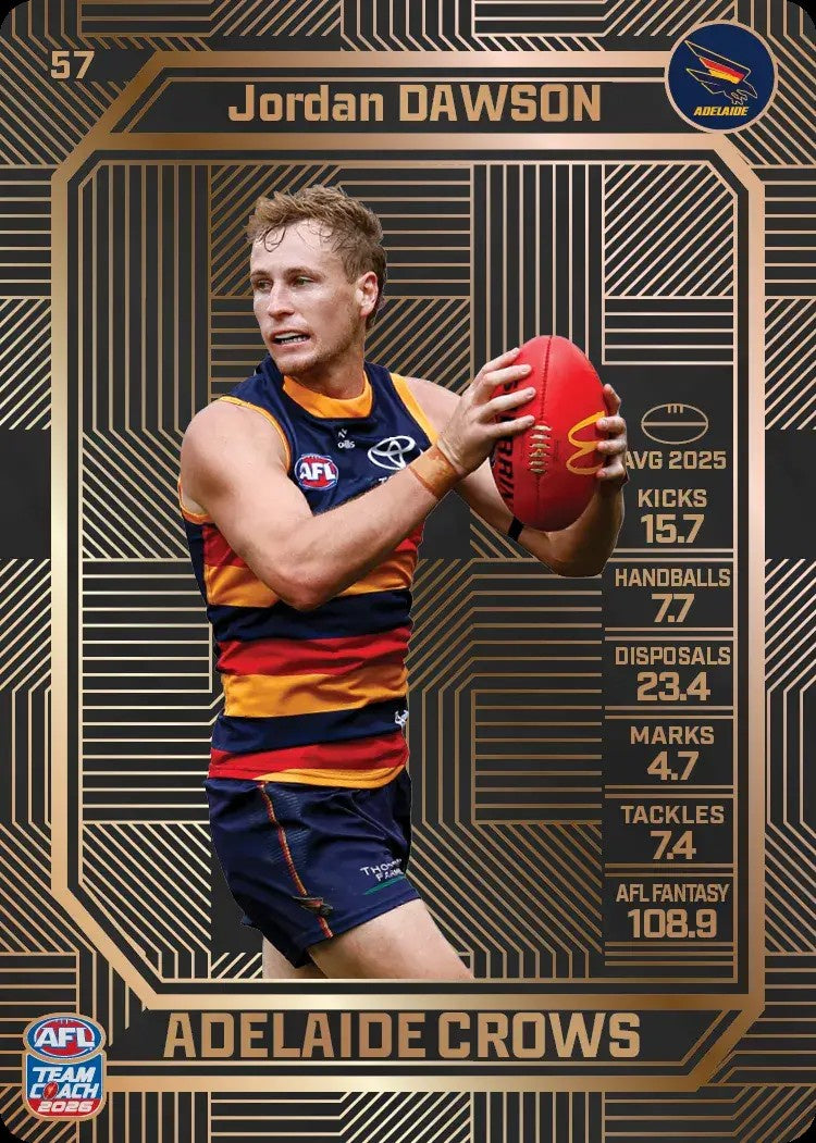 Jordan Dawson, #57, Bronze, 2026 Teamcoach AFL