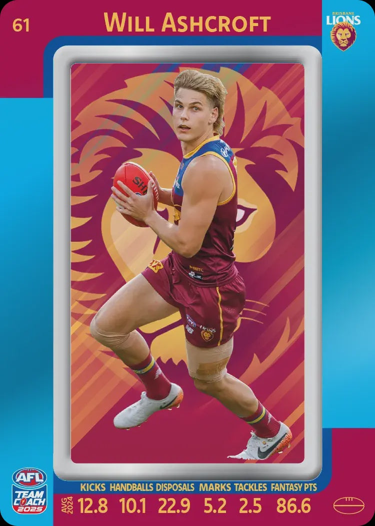 Will Ashcroft, #61, Blue Parallel, 2025 Teamcoach AFL