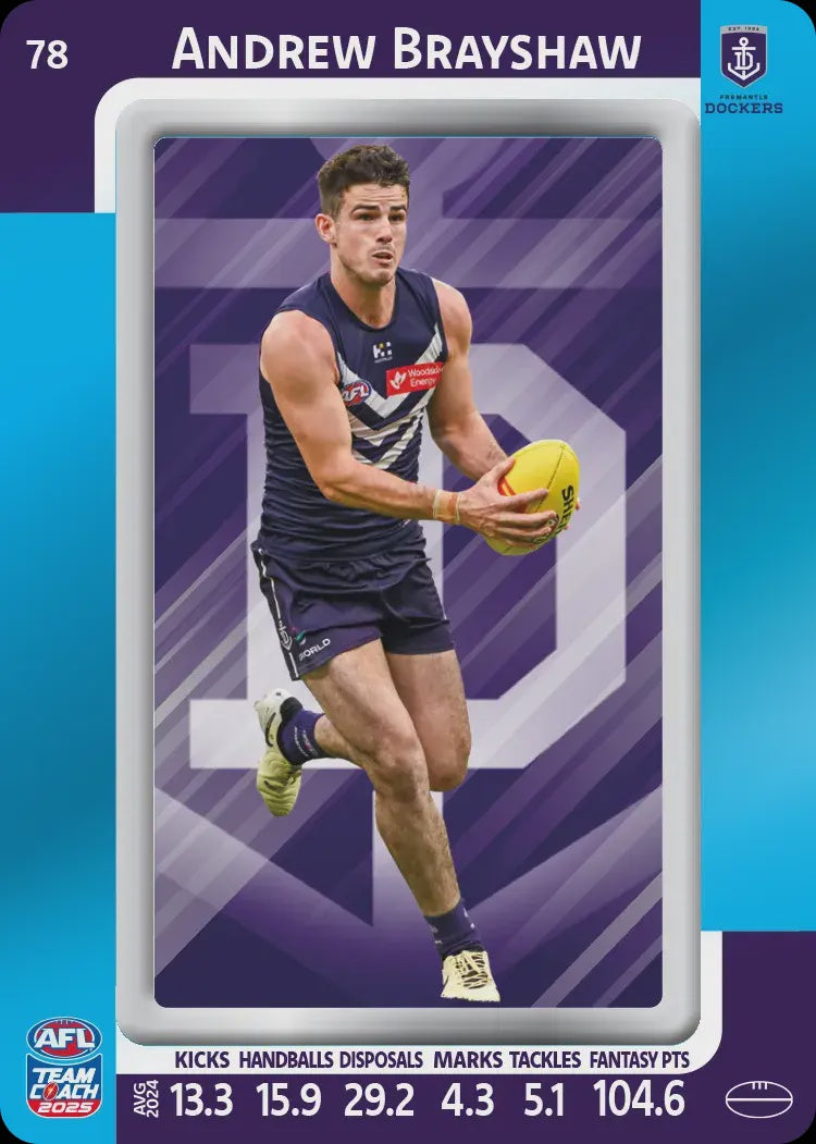 Andrew Brayshaw, #78, Blue Parallel, 2025 Teamcoach AFL