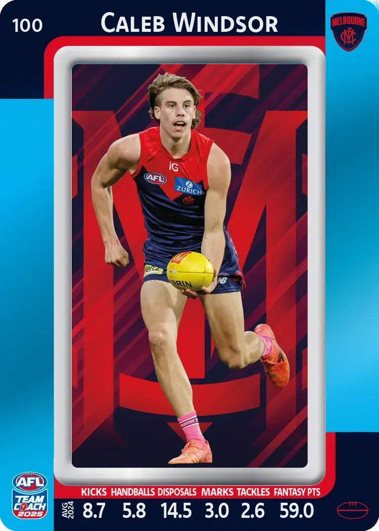 Caleb Windsor, #100, Blue Parallel, 2025 Teamcoach AFL