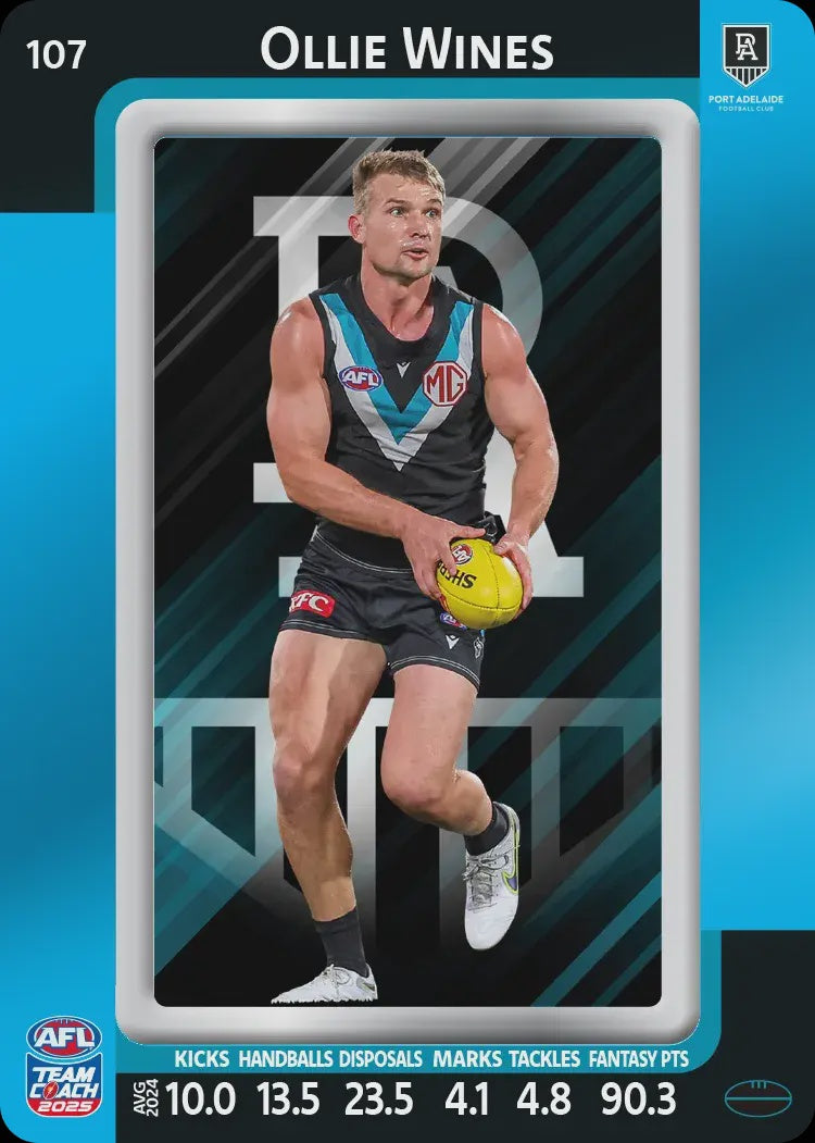 Ollie Wines, #107, Blue Parallel, 2025 Teamcoach AFL