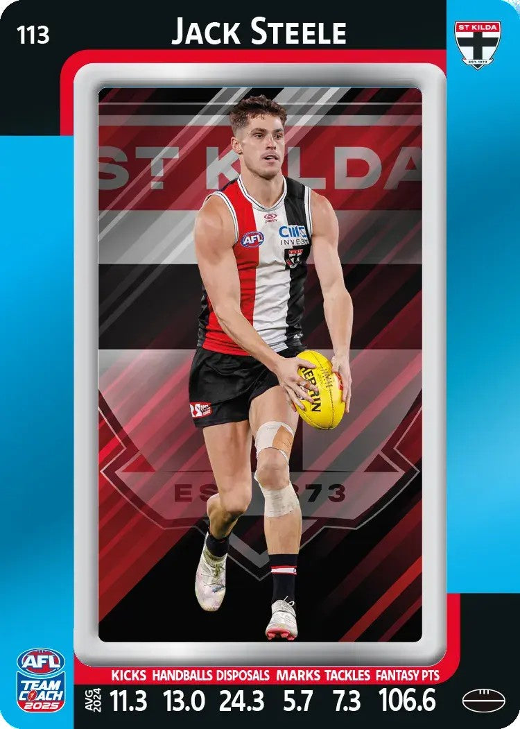 Jack Steele, #113, Blue Parallel, 2025 Teamcoach AFL