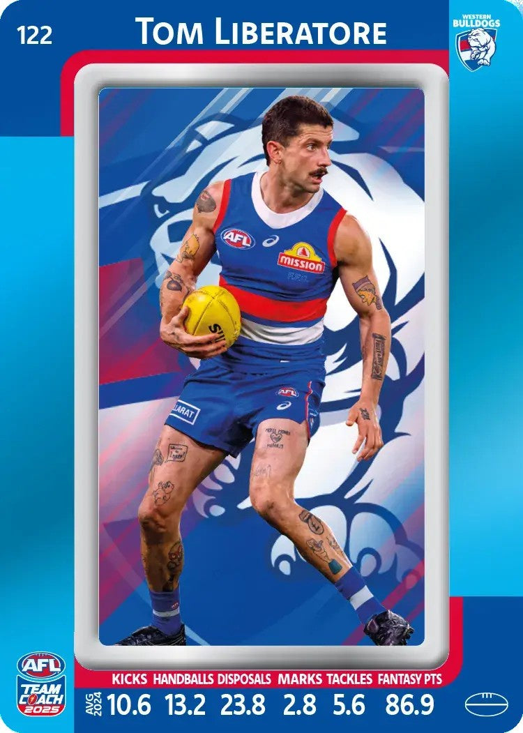 Tom Liberatore, #122, Blue Parallel, 2025 Teamcoach AFL