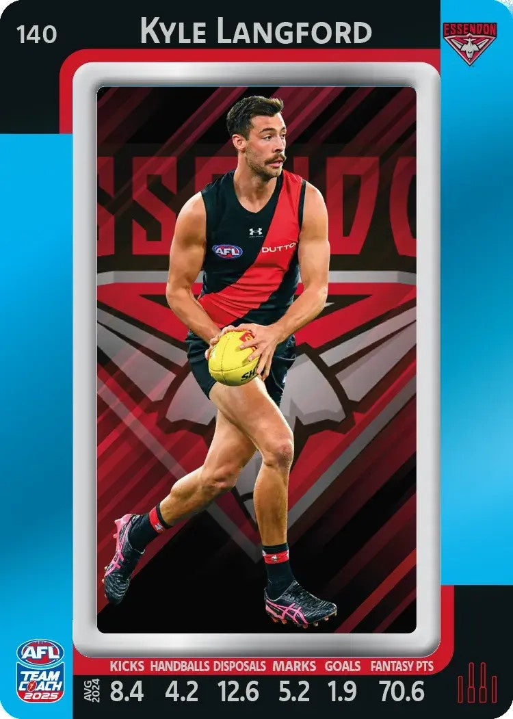 Kyle Langford, #140, Blue Parallel, 2025 Teamcoach AFL