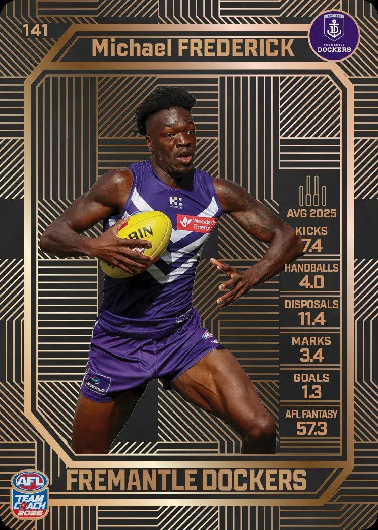 Michael Frederick, #141, Bronze, 2026 Teamcoach AFL