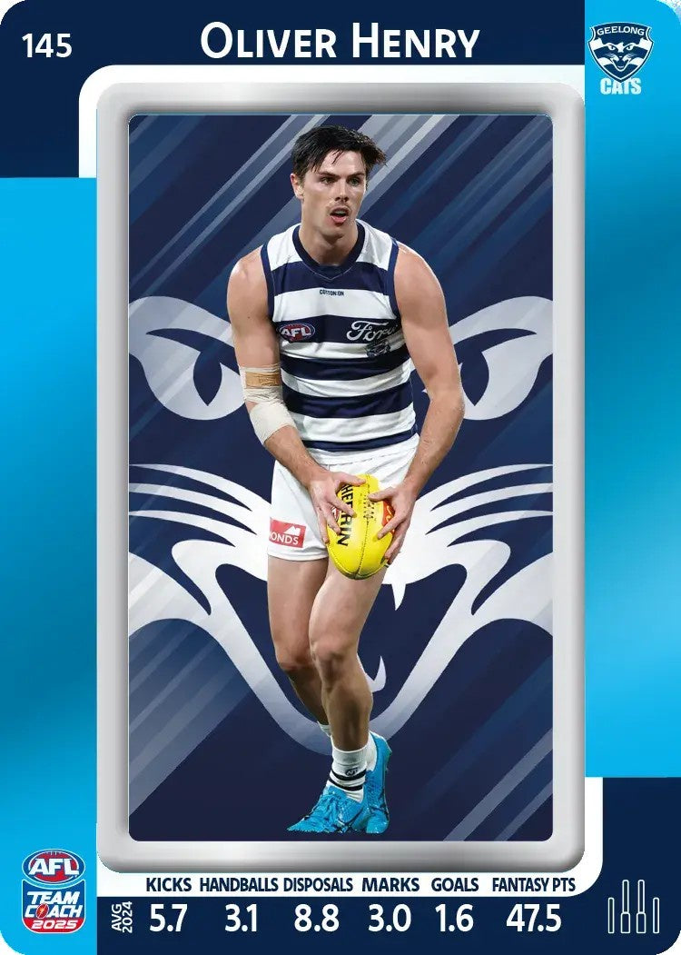 Oliver Henry, #145, Blue Parallel, 2025 Teamcoach AFL