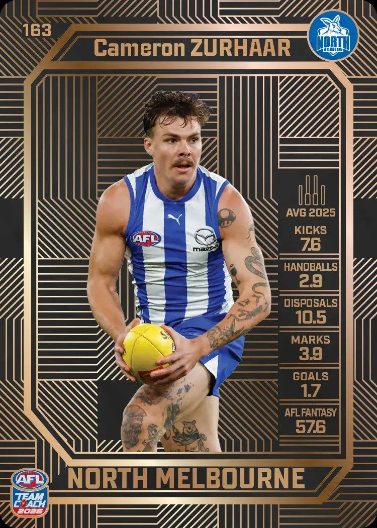 Cameron Zurhaar, #163, Bronze, 2026 Teamcoach AFL