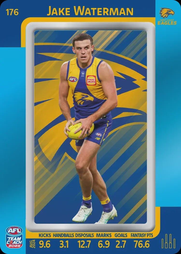 Jake Waterman, #176, Blue Parallel, 2025 Teamcoach AFL