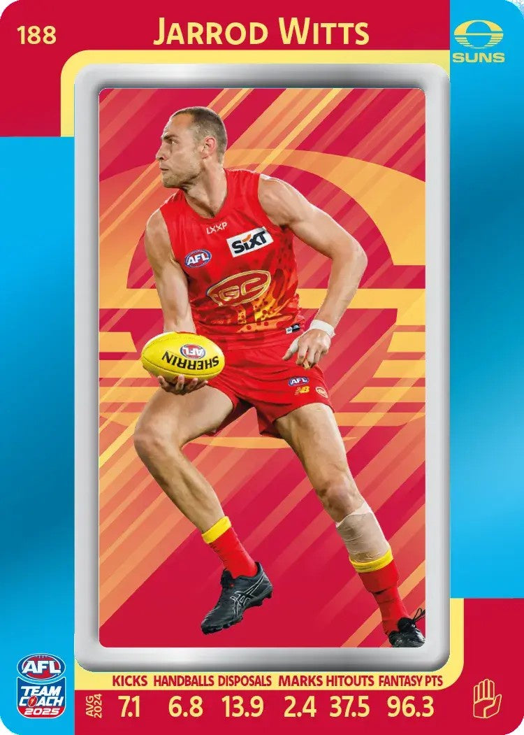 Jarrod Witts, #188, Blue Parallel, 2025 Teamcoach AFL