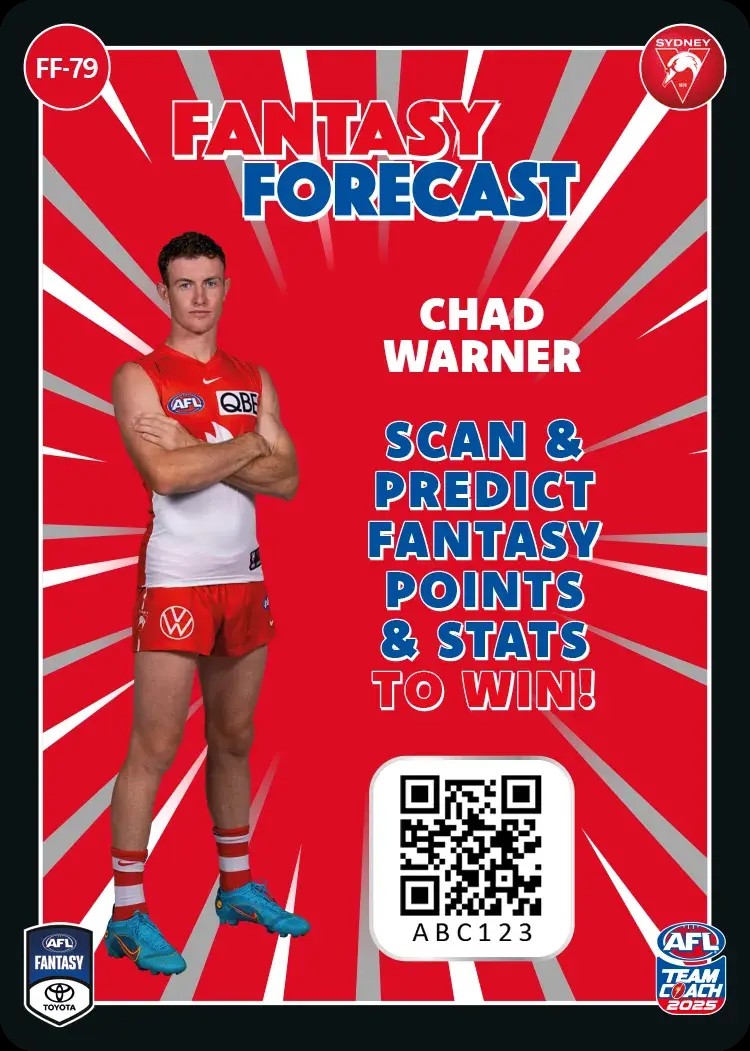 2025 Teamcoach AFL Fantasy Forecast - Cards 1 to 90 - Pick Your Card