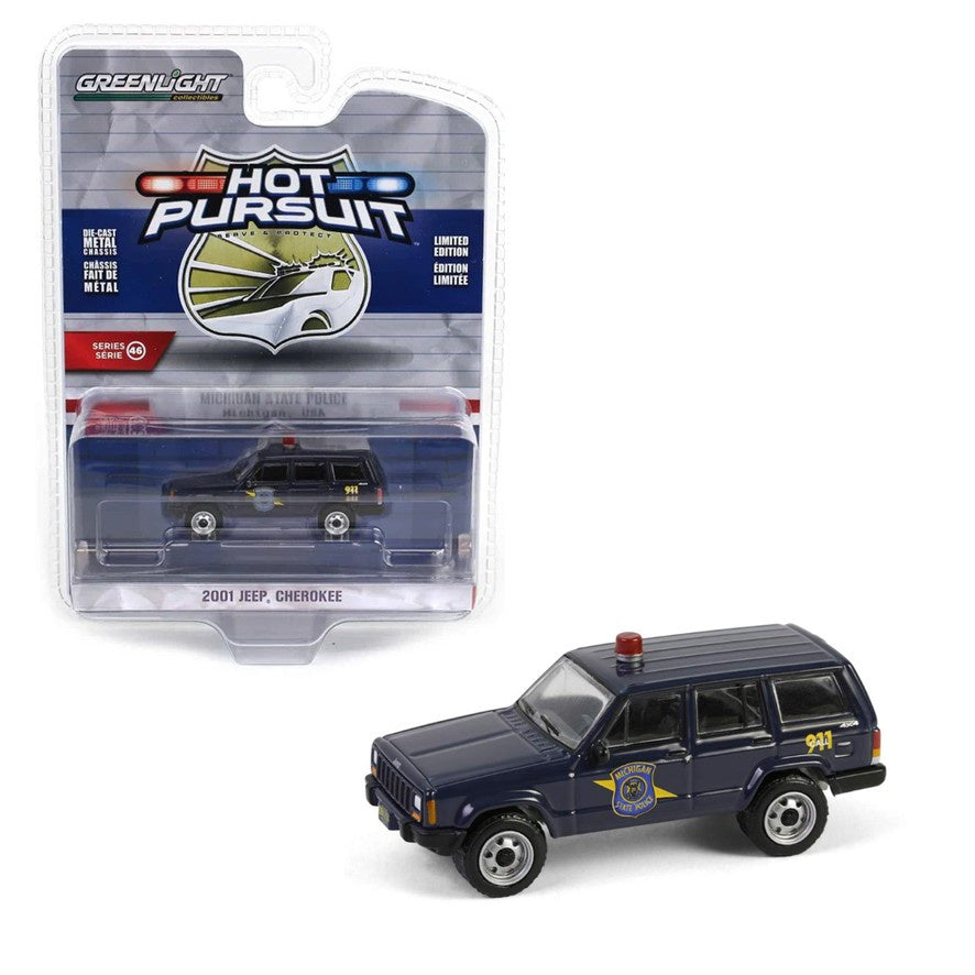 2001 JEEP Cherokee, Police Car, Hot Pursuit, 1:64 Scale Diecast Car