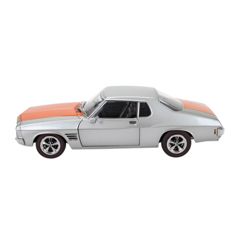 Silver w/Orange Stripe Holden HQ GTS Monaro, 1:24 Scale Diecast