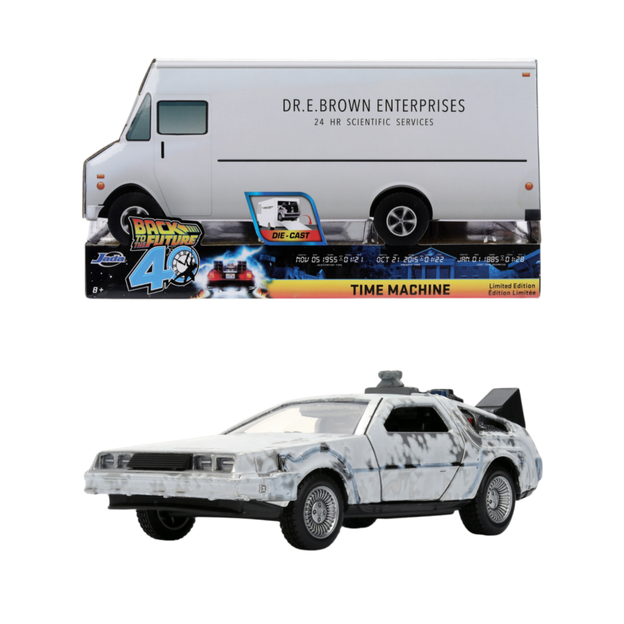 Back to the Future - Delorean (Frosted) 1:32 Scale Diecast Vehicle with Truck Box (SDCC Exclusive)