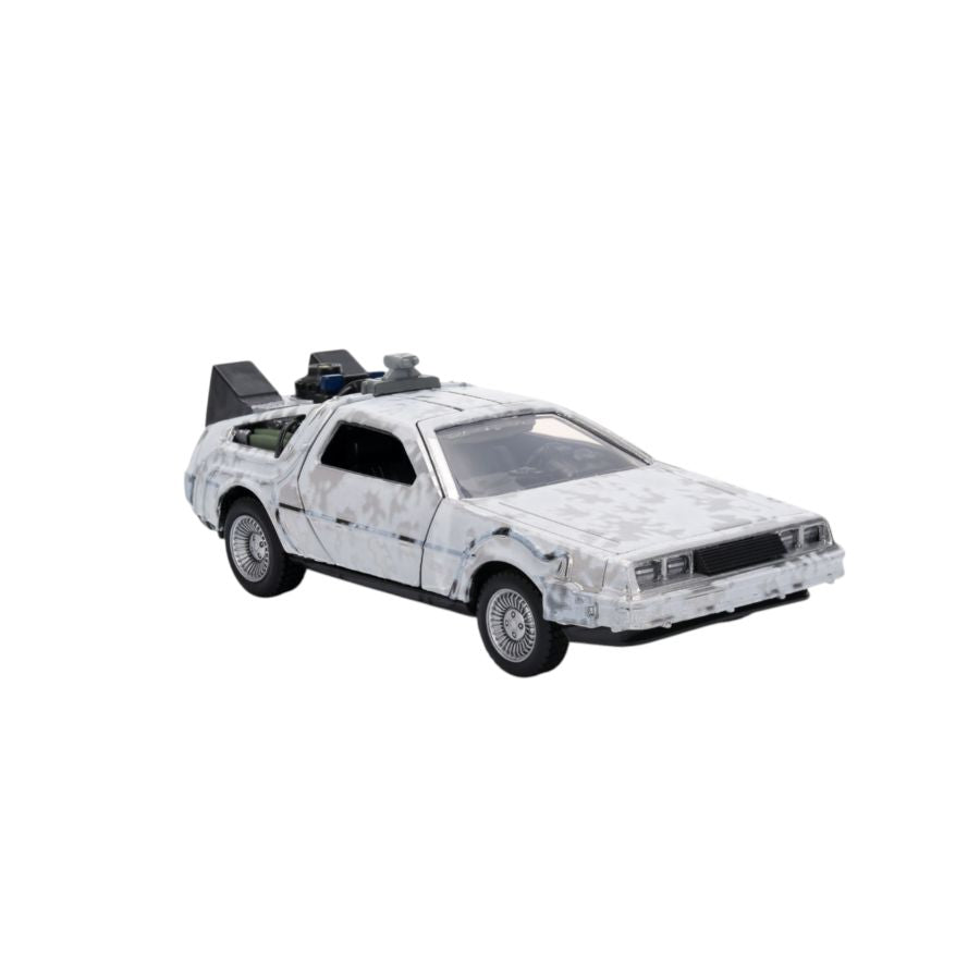 Back to the Future - Delorean (Frosted) 1:32 Scale Diecast Vehicle with Truck Box (SDCC Exclusive)