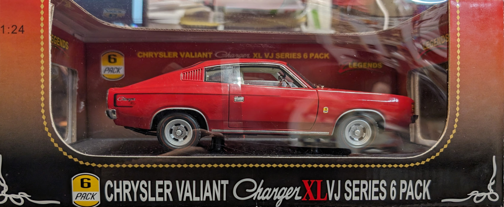 Chrysler Valiant Charger XL VJ Series 6 Pack, Vintage Red, 1:24 Diecast Vehicle