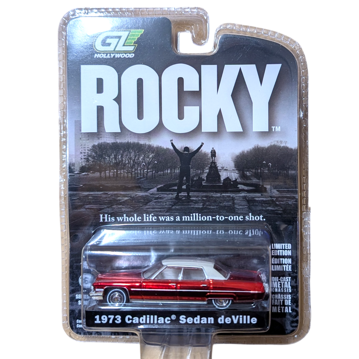 CHROME CHASE VERSION: Rocky 1973 Cadillac Sedan deVille, 1:64 Scale Diecast Car