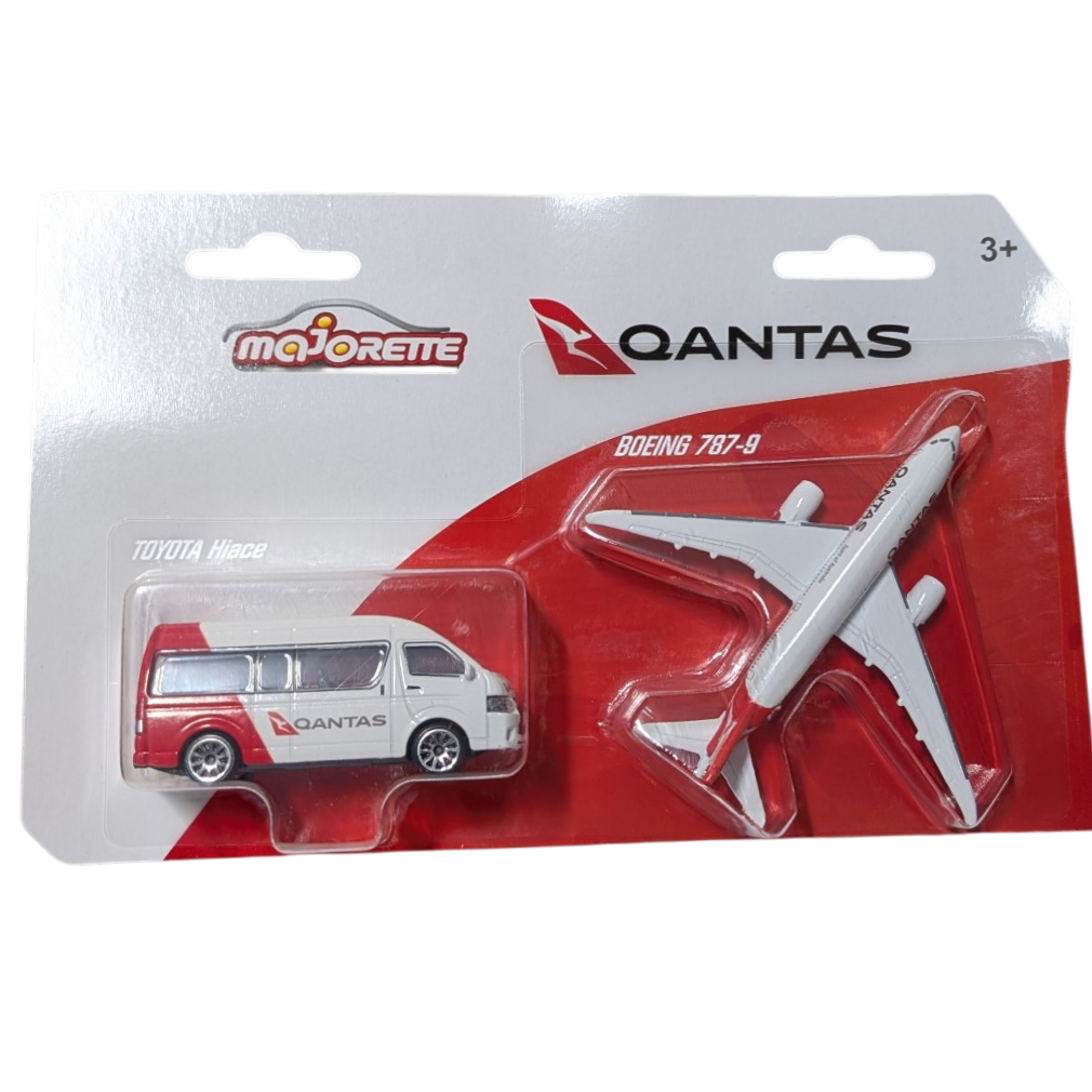 Majorette - QANTAS Boeing 787-9 & Toyota Hiace, Diecast Plane & Vehicle