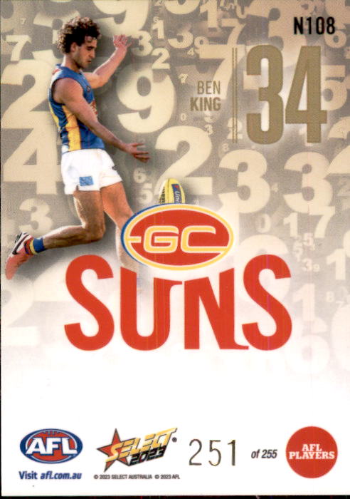 Ben King, Numbers, 2023 Select AFL Footy Stars