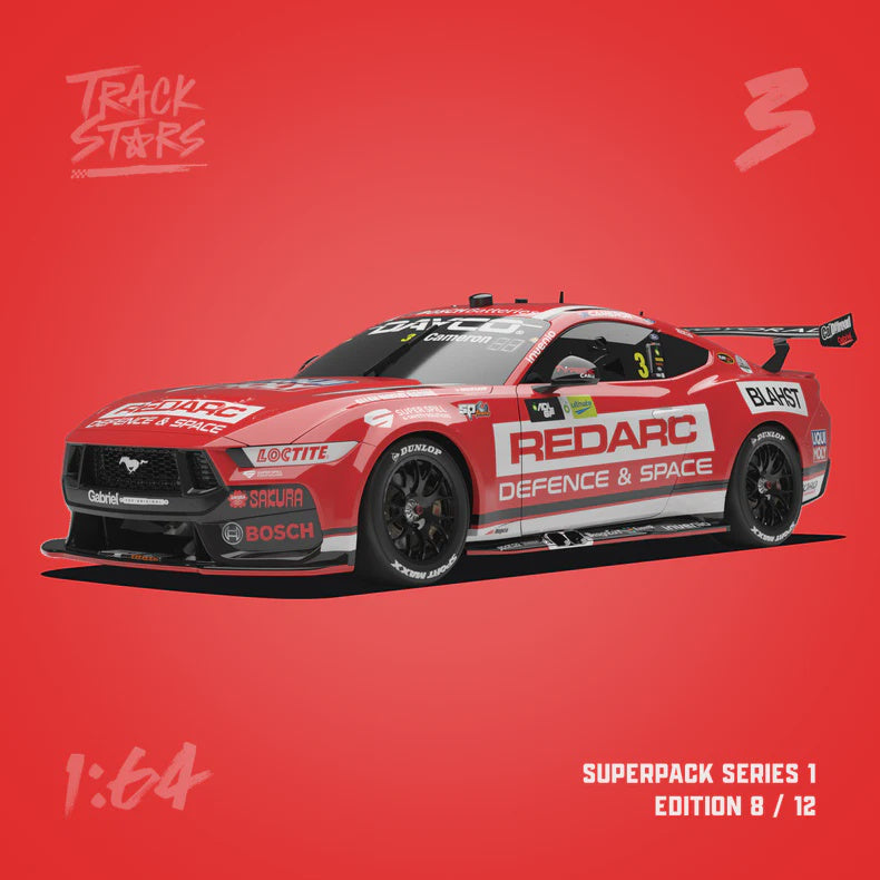 TrackStars Team #3 Redarc Ford Mustang GT Supercar - 2025 Adelaide Grand Final - Aaron Cameron, 1:64 Scale Diecast Car