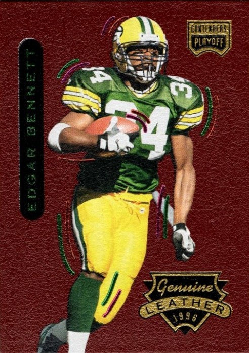 Edgar Bennett, #55, Genuine Leather, 1996 Playoff Contenders Football NFL