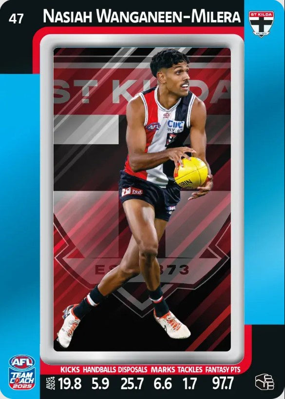 Nasiah Wanganeen-Milera, #47, Blue Parallel, 2025 Teamcoach AFL