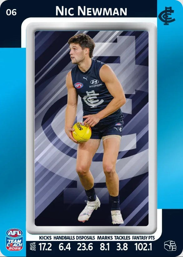 Nic Newman, #06, Blue Parallel, 2025 Teamcoach AFL