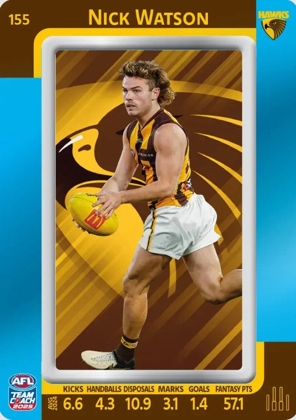 Nick Watson, #155, Blue Parallel, 2025 Teamcoach AFL