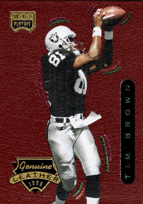 Tim Brown, #54, Genuine Leather, 1996 Playoff Contenders Football NFL