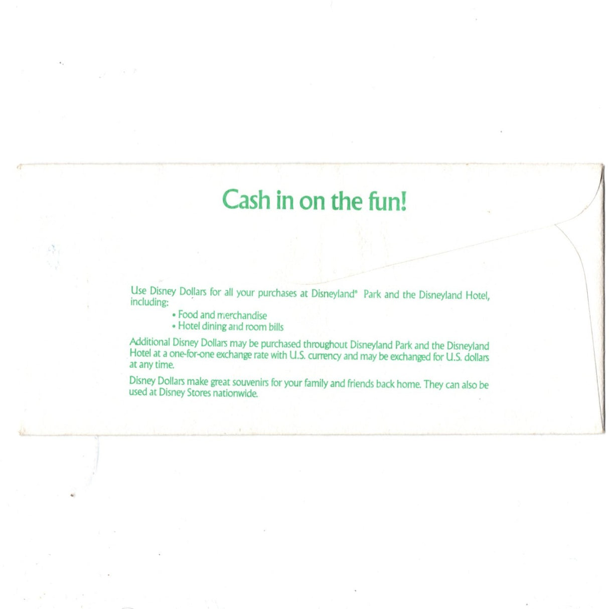 Disney Dollars - Currency with Character - 1990 Series