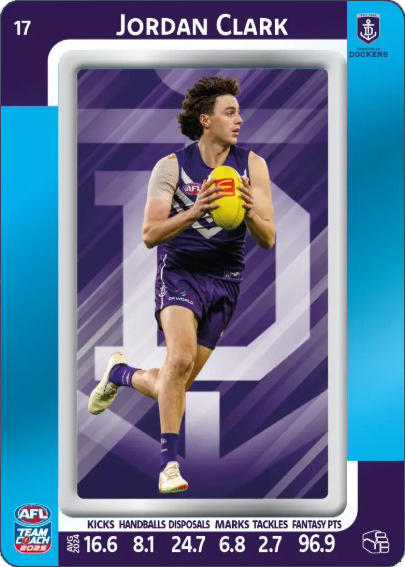 Jordan Clarke, #17, Blue Parallel, 2025 Teamcoach AFL