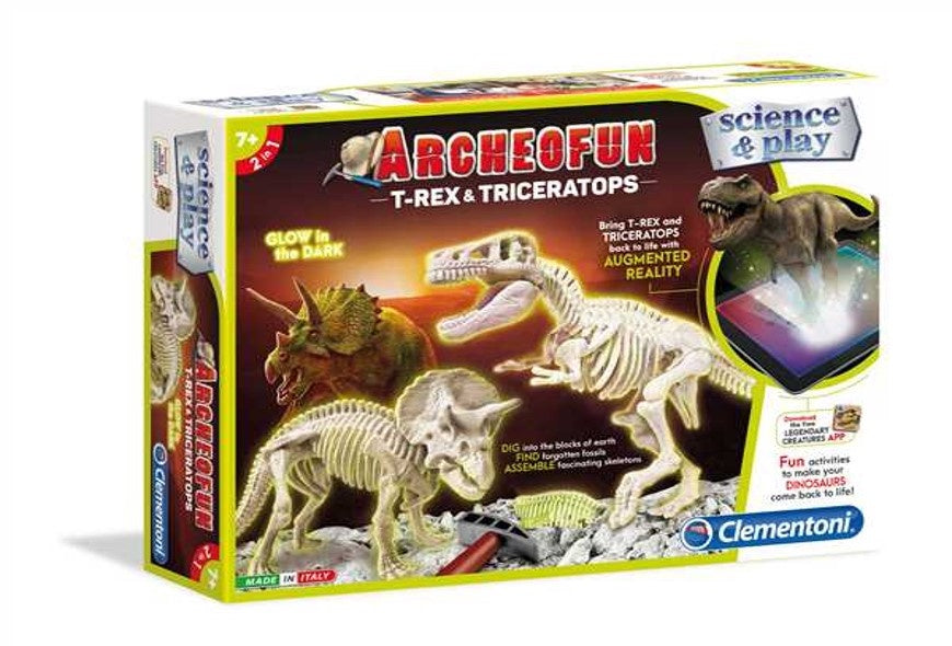 Clementoni Science & Play Archeogiocando Skeleton T-Rex & Triceratop Dig Kit