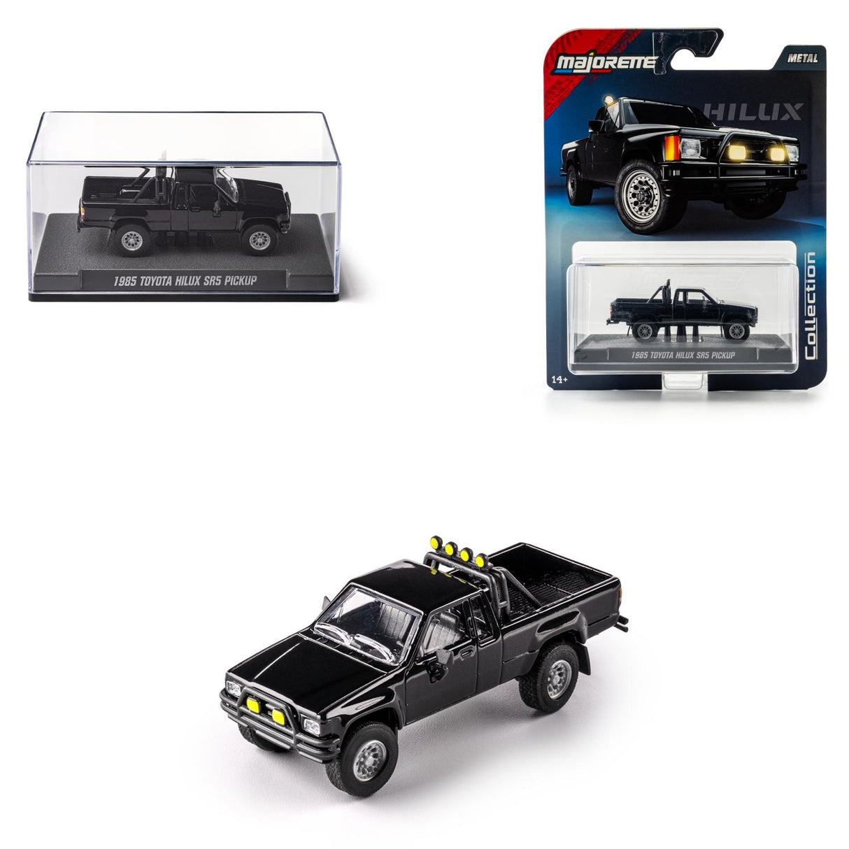 1985 Toyota Hilux SR5 Pick Up Black - Majorette: Collection Deluxe, 1:64 Scale Diecast Car