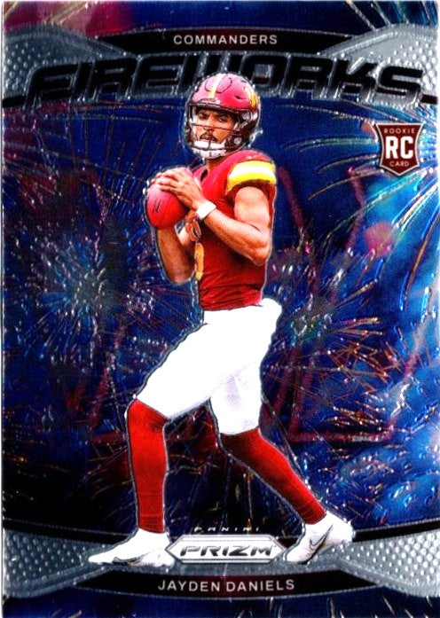 Jayden Daniels, RC, Fireworks, 2024 Panini Prizm Football NFL