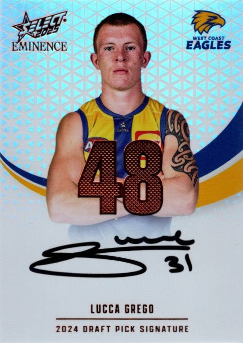 Lucca Grego, Copper Draft Pick Signature, 2025 Select AFL Eminence